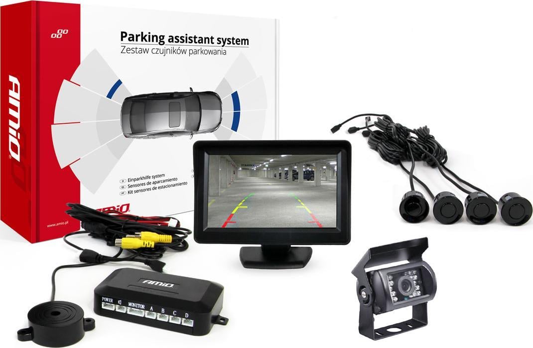 Kit asistent parcare cu camera HD501, 4 senzori negri, monitor TFT01-4.3` 02670 Amio