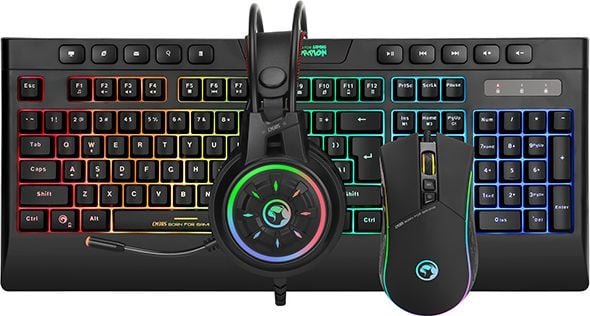 Kit de gaming Marvo, tastatura + mouse + casti, 3in1,CM305, cu cablu, iluminata RGB, negru, CZ+SK