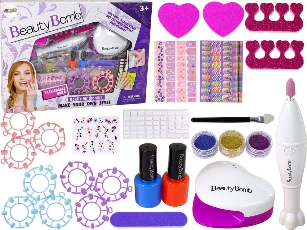 Kit de vopsit unghii LeanToys pentru mașină de frezat Lampă Glitter File