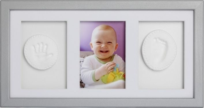 Kit mulaj amprenta Baby HandPrint- Double Memory Frame Silver