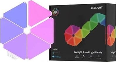 Kit panouri luminoase LED RGB modulare inteligente Yeelight Smart Light Panels YLFWD-012, Wi-Fi, Bluetooth, sicronizare jocuri PC si muzica, lumina colorata, compatibil cu Razer Chroma™ RGB si Overwolf, 6 panouri