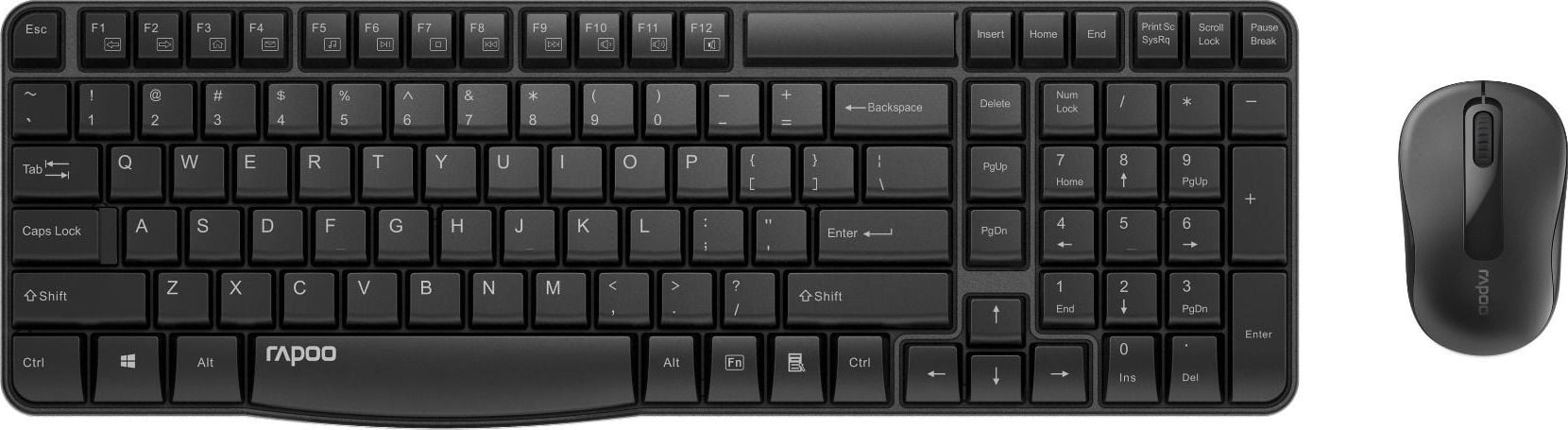 Kit Tastatura + Mouse - Kit tastatura si mouse RAPOO X1800S, Wireless, Negru