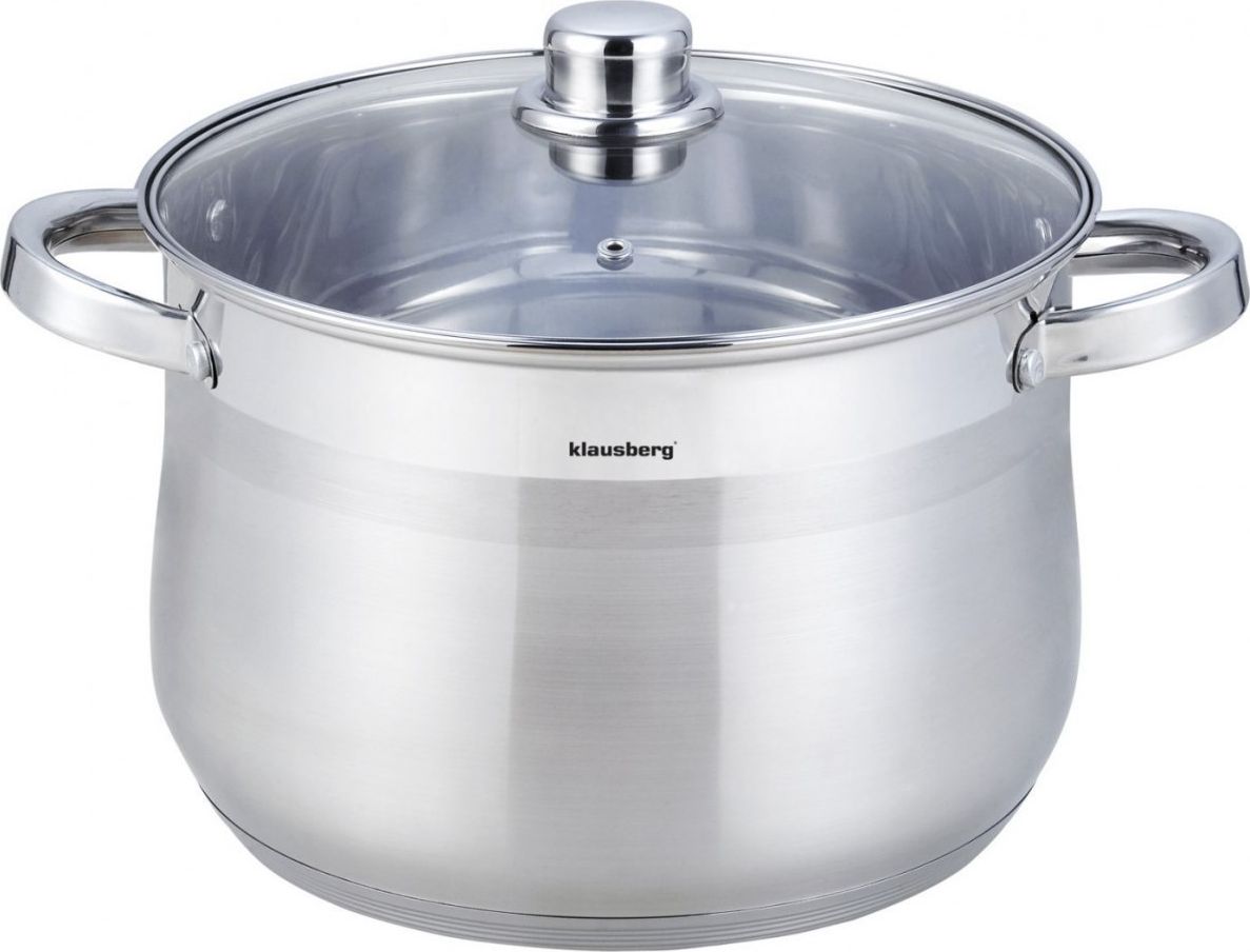 Oala din inox cu capac din sticla, 32cm, Fund termic multistrat, 18.7l Klausberg