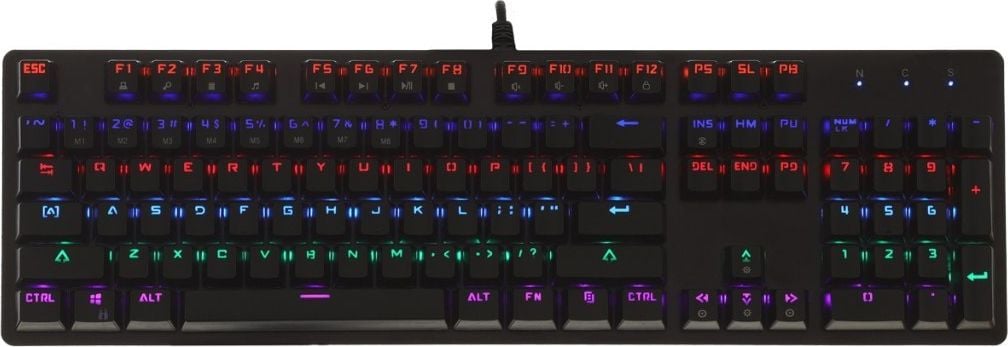 Tastatura gaming Art KLART AK-51, cu cablu, iluminata RGB, mecanica, negru, US layout