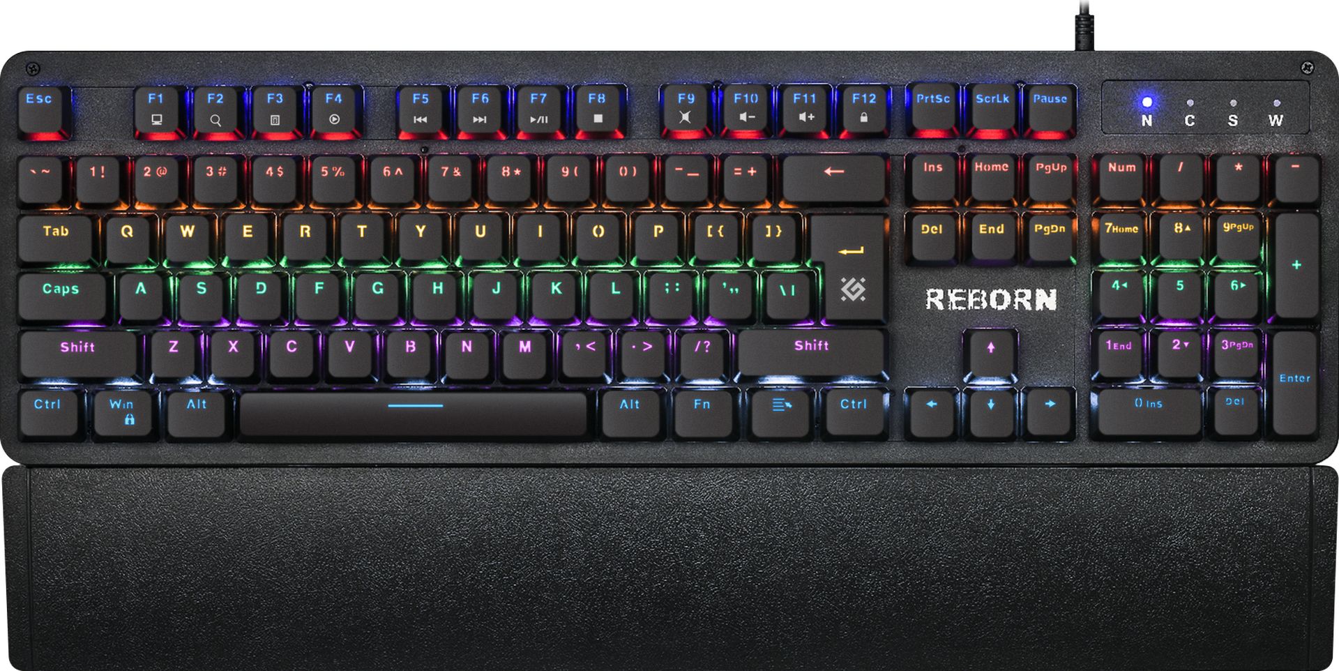 Tastatura gaming Defender 45166, cu cablu, iluminata RGB, mecanica, negru, US layout