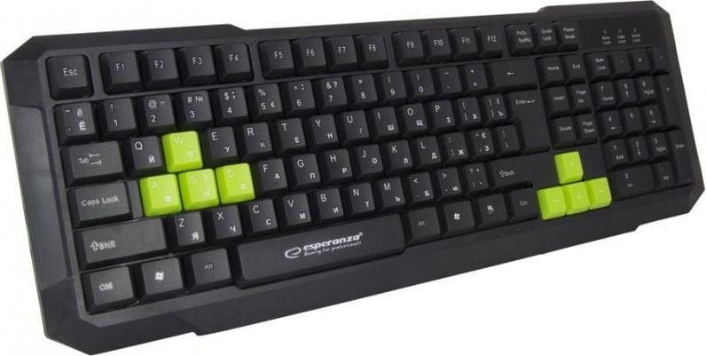 Tastatura gaming Aspis Esperanza, interfata USB, Negru/Verde