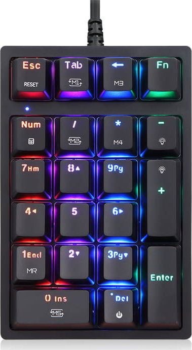 Tastatura numerica mecanica Motospeed K24 cu fir de 1.5m, conexiune USB, iluminat RGB, Negru