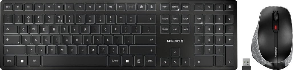 Kit Tastatura + Mouse - Tastatură + mouse Cherry CHERRY DW 9500 SLIM tastatură Mouse inclus RF Wireless + Bluetooth QWERTY Engleză Negru, Gri