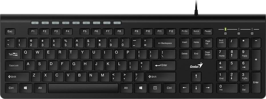 Tastatură + mouse Genius Genius Slimstar 230, tastatură SUA, multimedia, tip slim cu fir (USB), negru