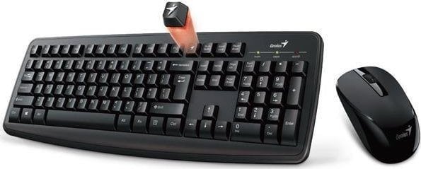 Tastatură + mouse Genius Genius Smart KM-8100, tastatură wireless cu set mouse optic, AAA, US, clasic, 2,4 [Ghz], wireless, negru