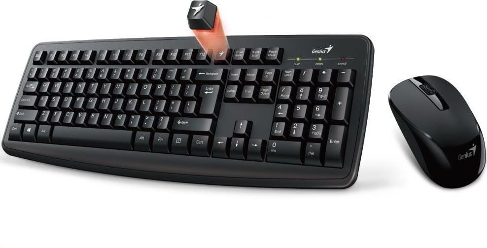 Kit tastatura smart + mouse, Genius KM-8100, Wireless, USB, Negru