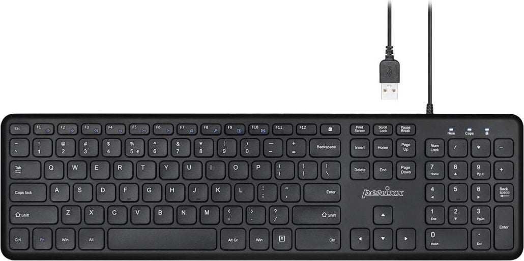 Tastatură Perixx Tastatură cu fir Perixx PERIBOARD-210 foarfecă ultra-plată neagră