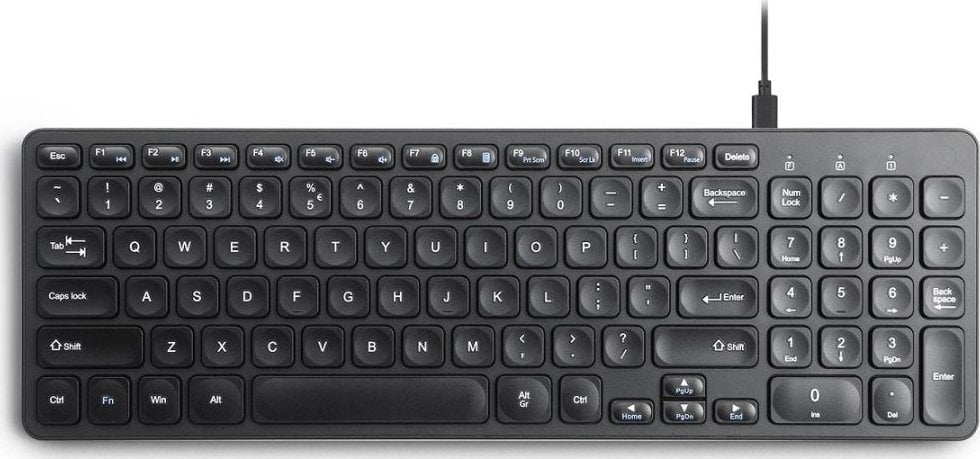 Tastatură cu fir Perixx Foarfecă Perixx PERIBOARD-215, ultraplată, neagră, 4x HUB (2x USB-A, 2x USB-C)