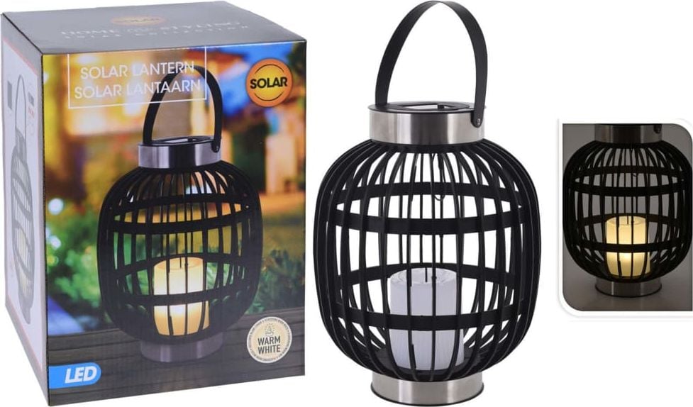 KMTP Lantern Lantern solar LED cu lumanare neagra 30cm