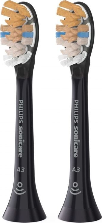 Rezerve Philips Sonicare A3 Premium All in One HX9092/11, pachet de 2 capete de periere standard, sincronizarea modurilor BrushSync, Negru