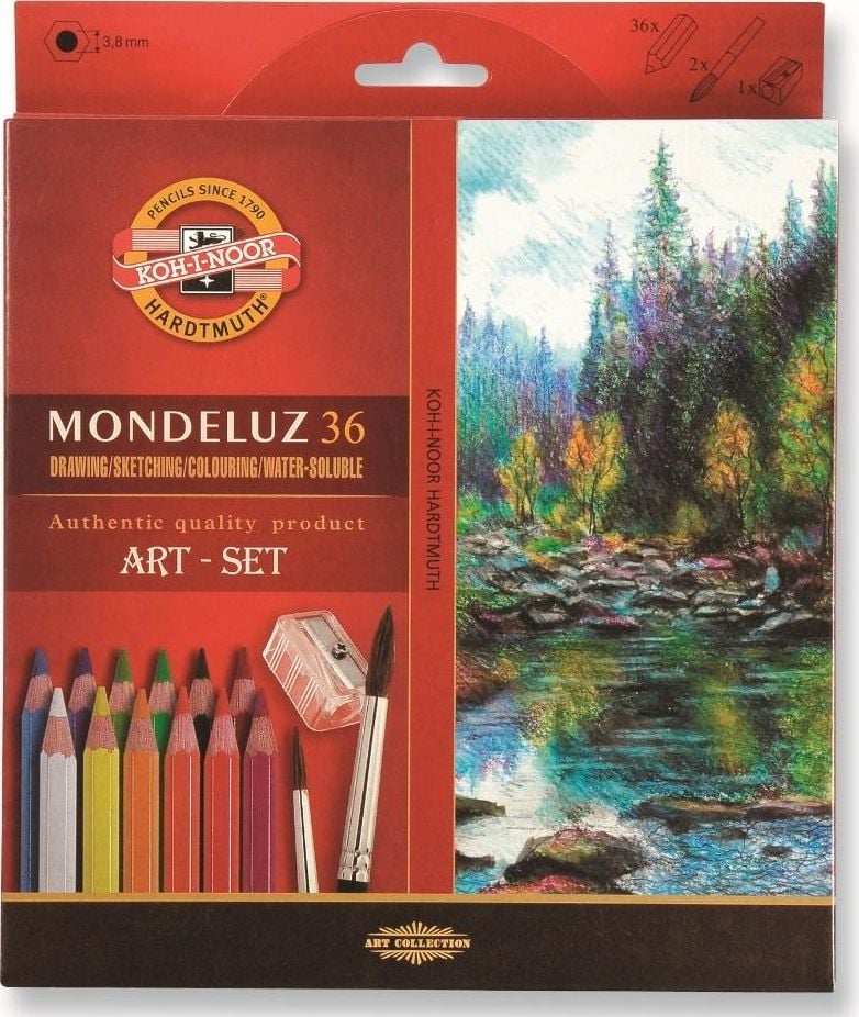 Creioane Koh I Noor Mondeluz 36 de culori + pensula (378020)
