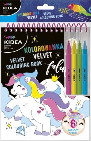 Plansa de colorat Velvet D KIDEA Unicorn