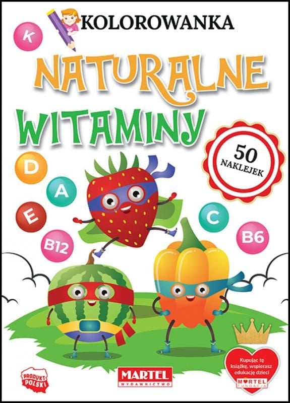 Carte de colorat cu autocolante Vitamine naturale