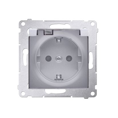 Simon 54 singur socket transmițătoare Schuko 16A 250V IP44 cu clapa si mat argintiu (DGSZ1BZ.01 / 43A)