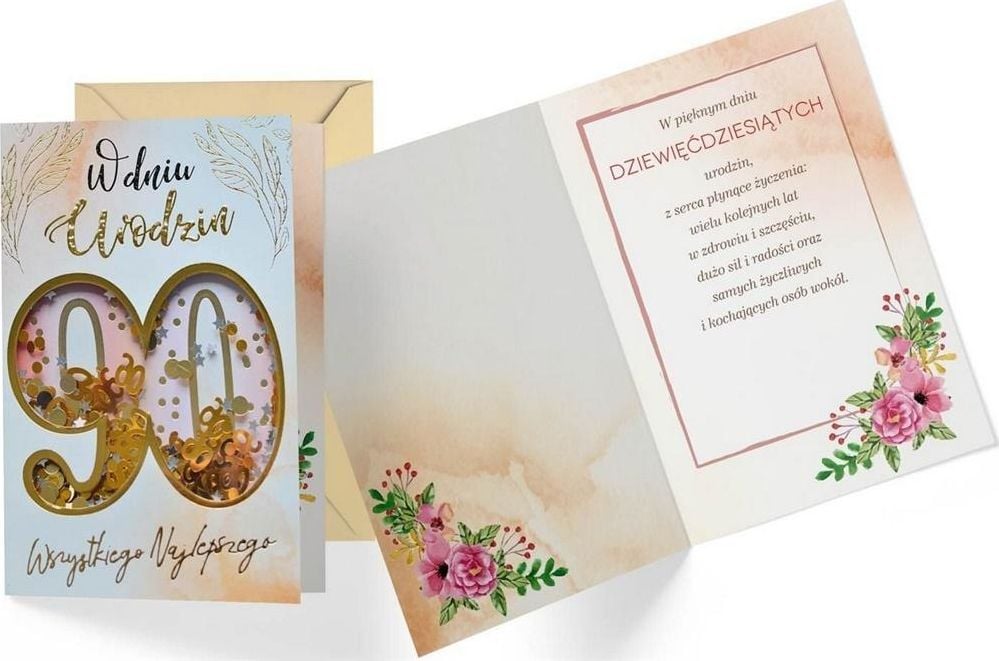 KUKARTKA Card B6 confetti KNF-044 Ziua de naștere 90