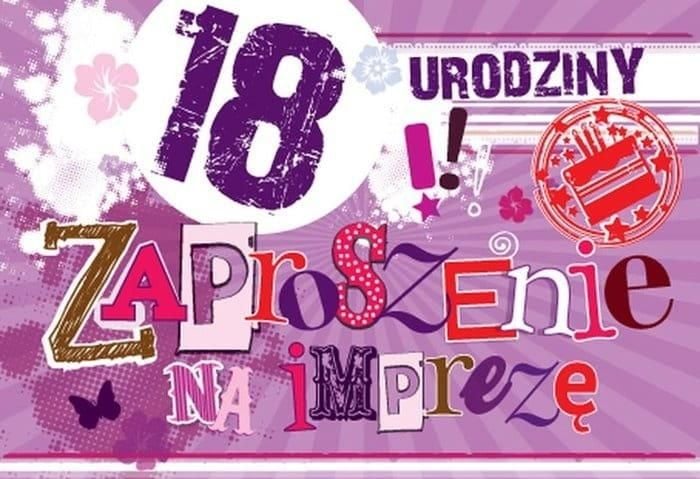 Invitație KUKARTKA ZZ-031 Ziua de naștere 18 violet (5 buc.)