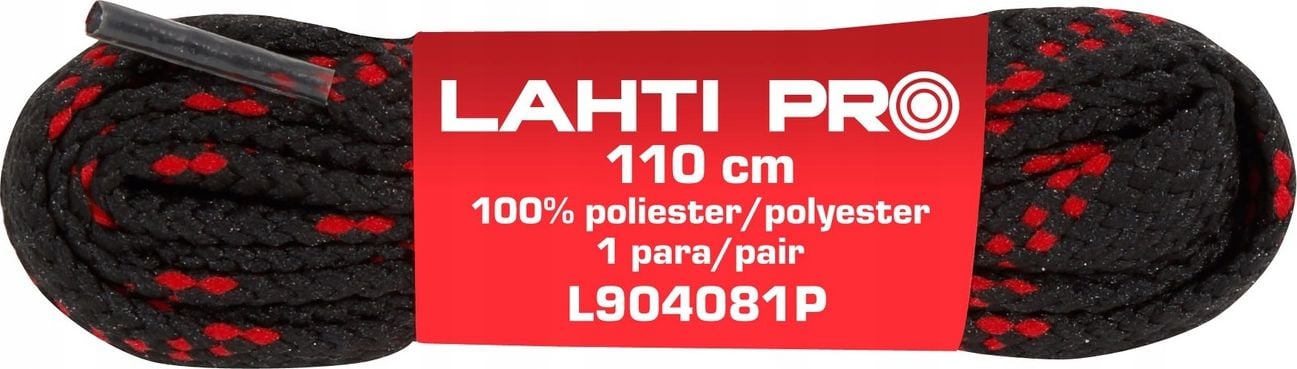 Lahti Pro DANTELĂ PLATĂ. NEGRU-ROSU L904071P, 10 PERECHI, 110CM, LAHTI