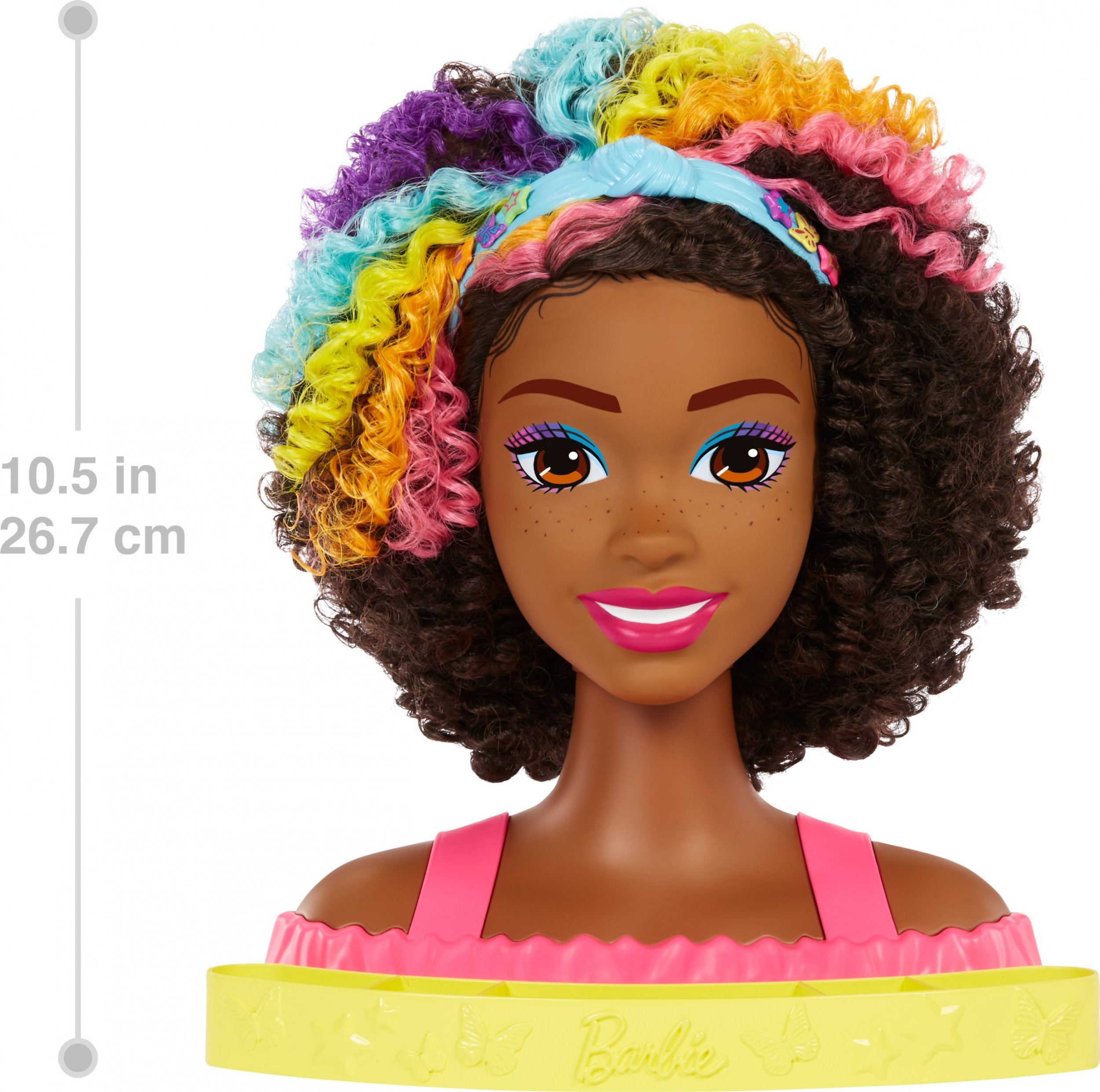 Lalka Barbie Mattel Barbie Głowa do stylizacji Neonowa tęcza Kręcone włosy HMD79