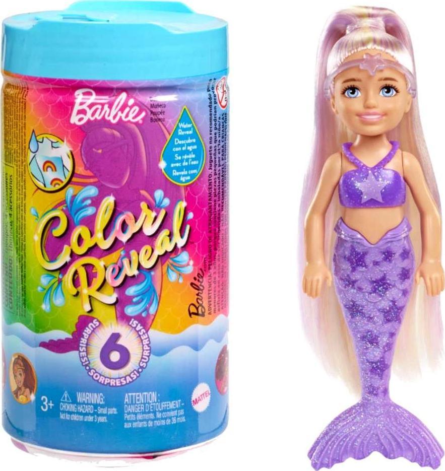 Lalka Barbie Mattel Color Reveal Chelsea - Kolorowa syrenka (HCC75)