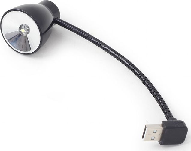 Lampa LED USB, Gembird NL-02, cu brat flexibil, buton de pornire si oprire, neagra