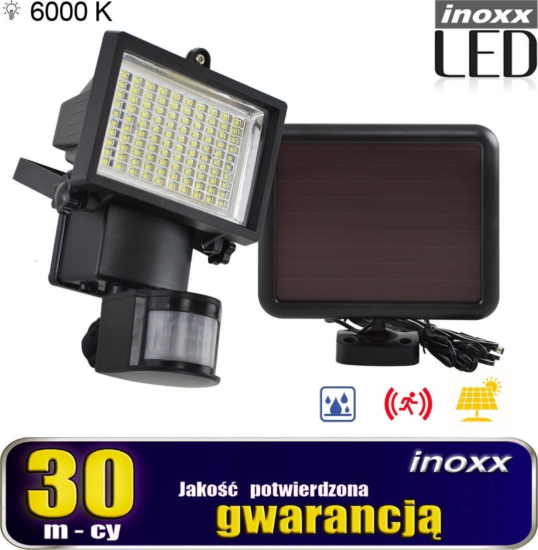 Lampă solară Nvox proiector led 100 diode smd cu senzor de mișcare și crepuscul