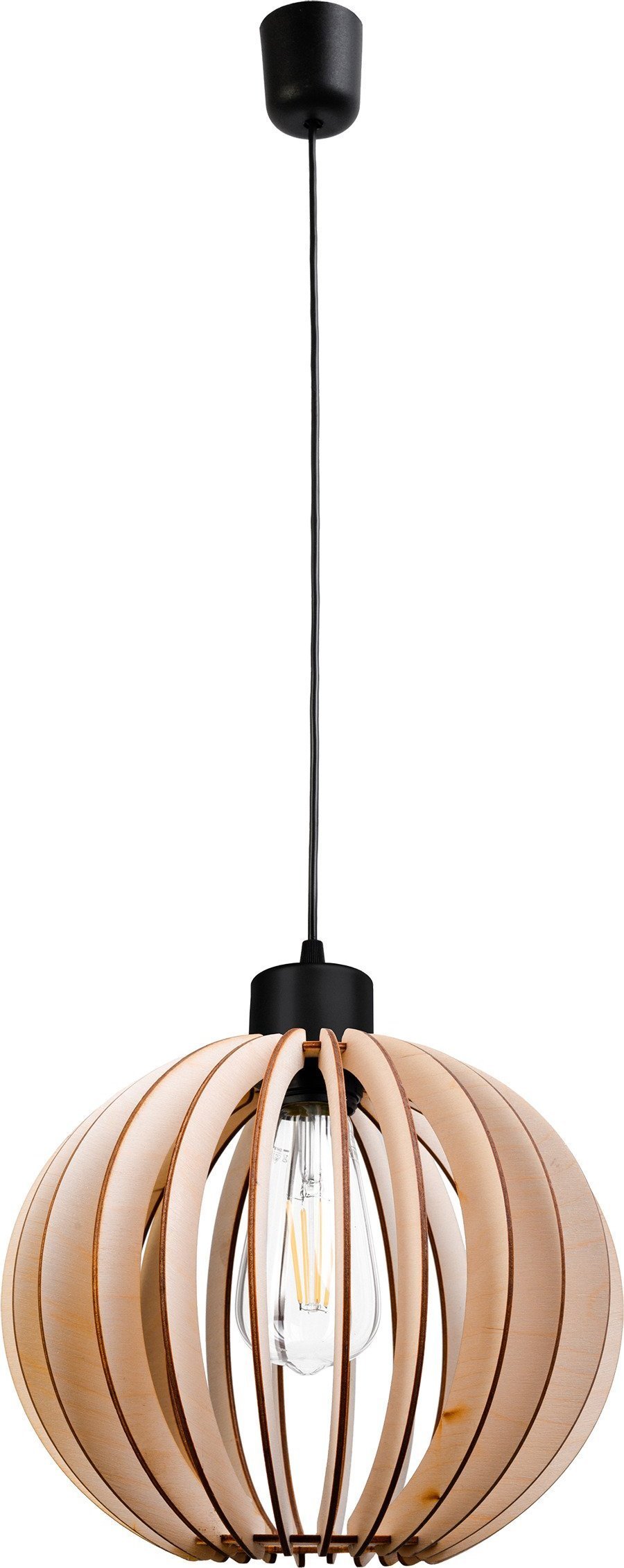 Lampa suspendata Orno PALLA 270, putere max. 1x60W, E27, negru, abajur rotund, lemn