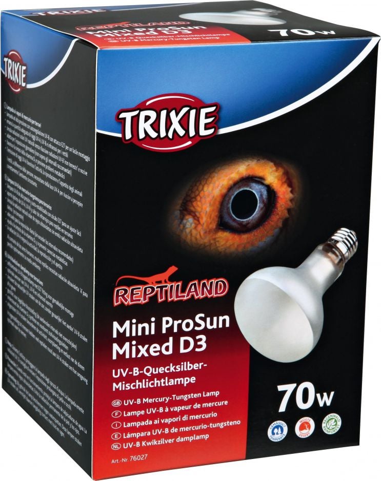 Lampa Trixie ProSun Mixed D3 Tungsten ø 80 × 108 mm 70 W Pentru Reptile 76027