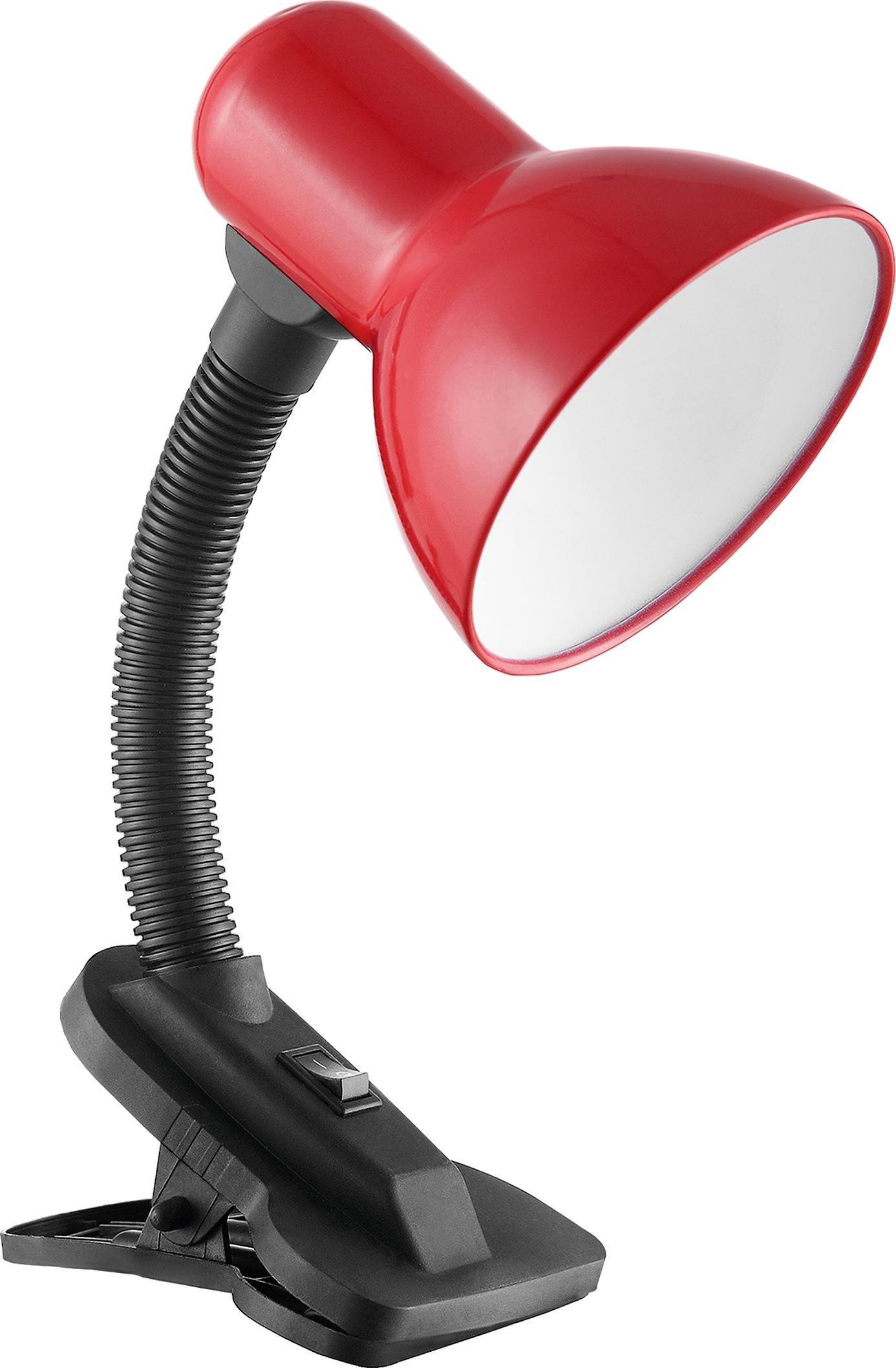 Lampa de birou VIRONE LATSA DL-3/R, E27, 40 W, IP20, brat flexibil cu clema, cablu 1 m, negru/rosu