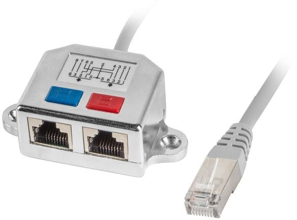 Adaptor Lan Splitter Rj45 tata la 2 x Rj45 mama, Gri, Lanberg