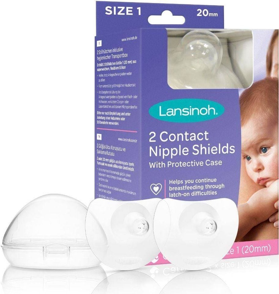 Set 2 Protectoare pentru mameloane, Lansinoh, 20 mm, Transparent