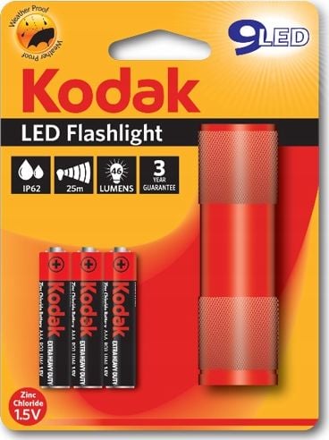 Lanterna 9 LED-uri, 46 lumeni, metalica, IP62, cu baterii, Kodak