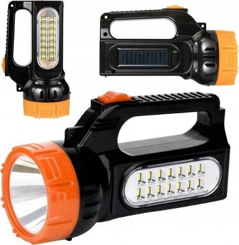 Lanterna de Mana cu LED, 2 Surse de Lumina, LED 2,1 W, Baterie Reincarcabila, Negru/Portocaliu 18x9 cm LIBOX