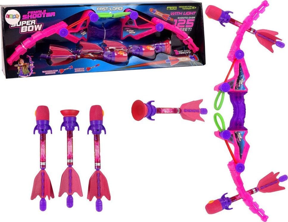 LeanToys Arcade Joc Trage cu arc pentru copii Fluier cu săgeți strălucitoare roz