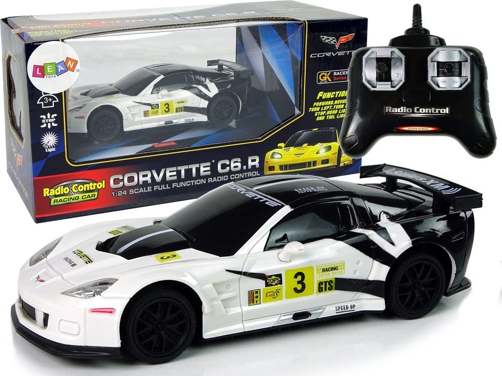 LeanToys Auto Sports Racing R/C 1:24 Corvette C6.R Alb 2.4 G Lights