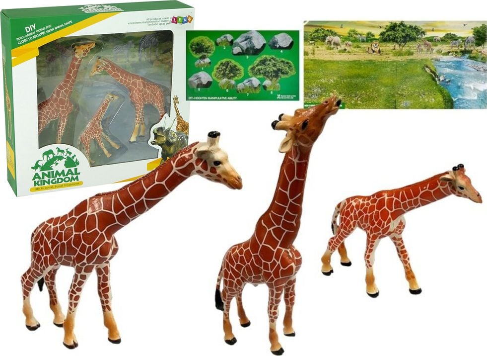 LeanToys Figura Girafe Family + Africa Background (5383)