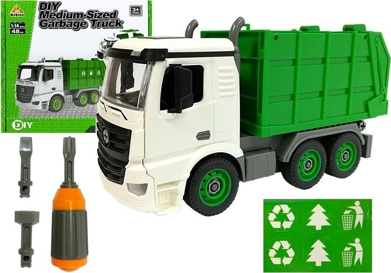 Leantoys Import Brick Garbage Truck Do It Yourself 48 Piese 1:14