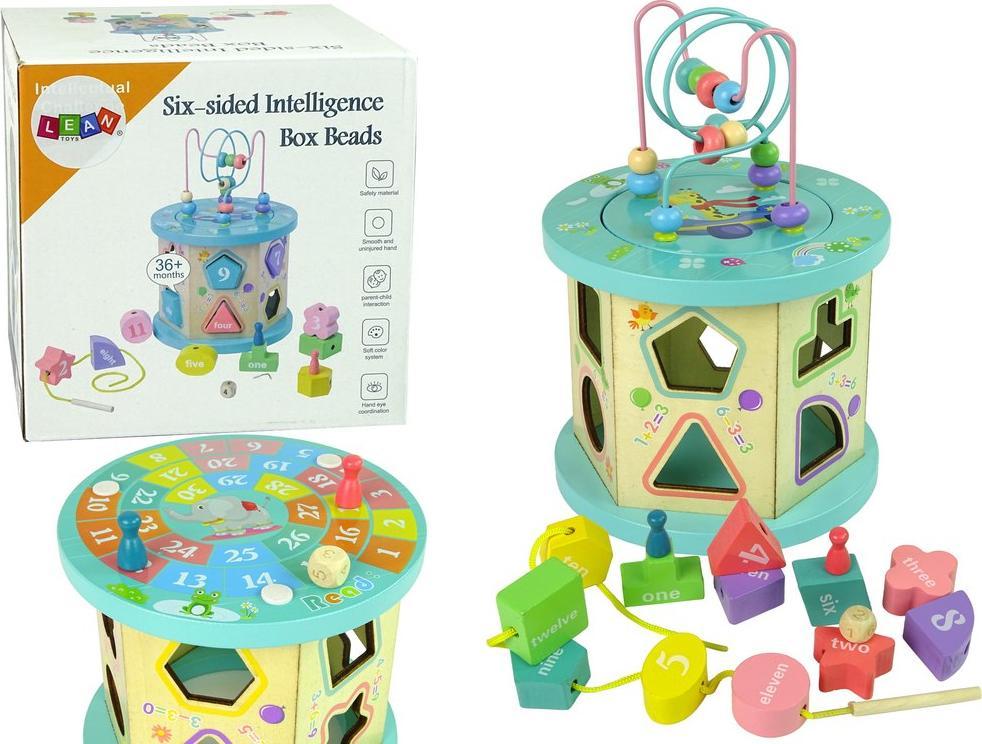 Leantoys Import Wooden Cube Educational Sorter Numere Piese de joc Maze Beads