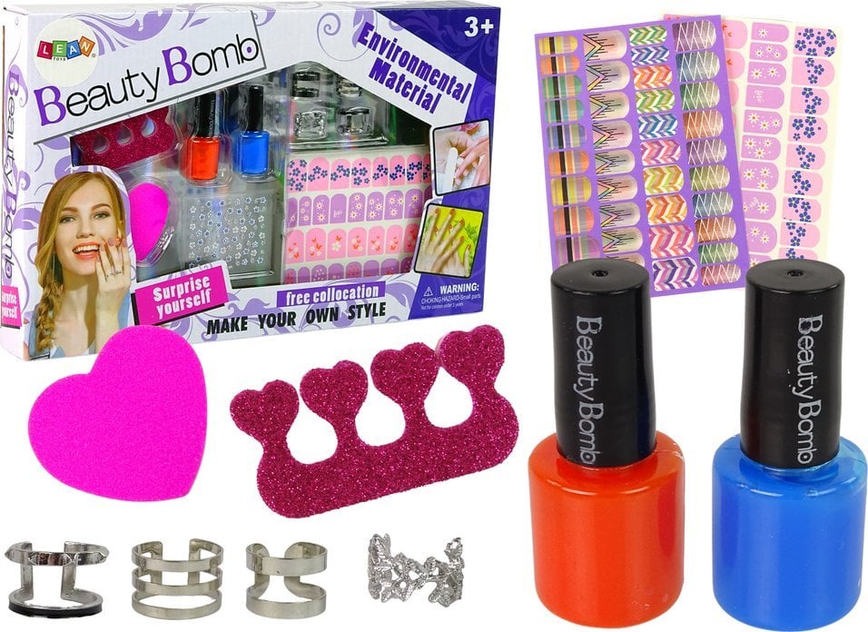 LeanToys Nail Art Set Glitter Polish Autocolante Inele