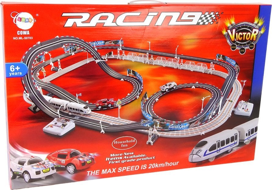 LeanToys Huge Race Track Electric Train 2in1 Racing 20km/h