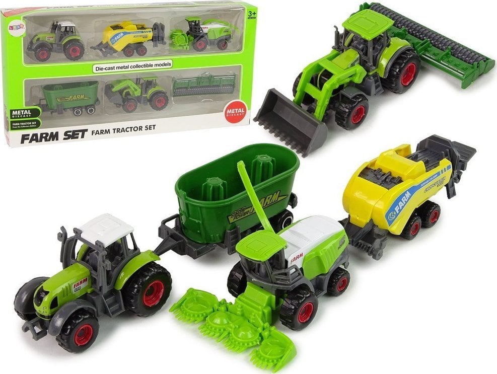 LeanToys Set de 6 piese metalice pentru mașini de recoltat pentru vehicule agricole