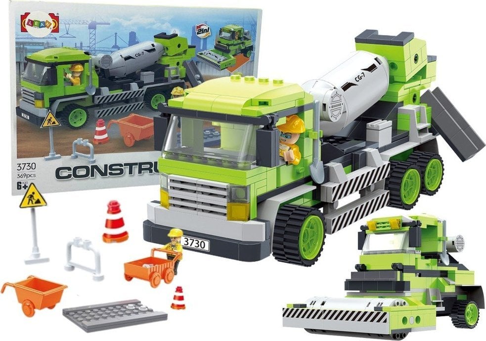 LeanToys Set mare de blocuri Rolă betoniere 369 Elemente Construcție