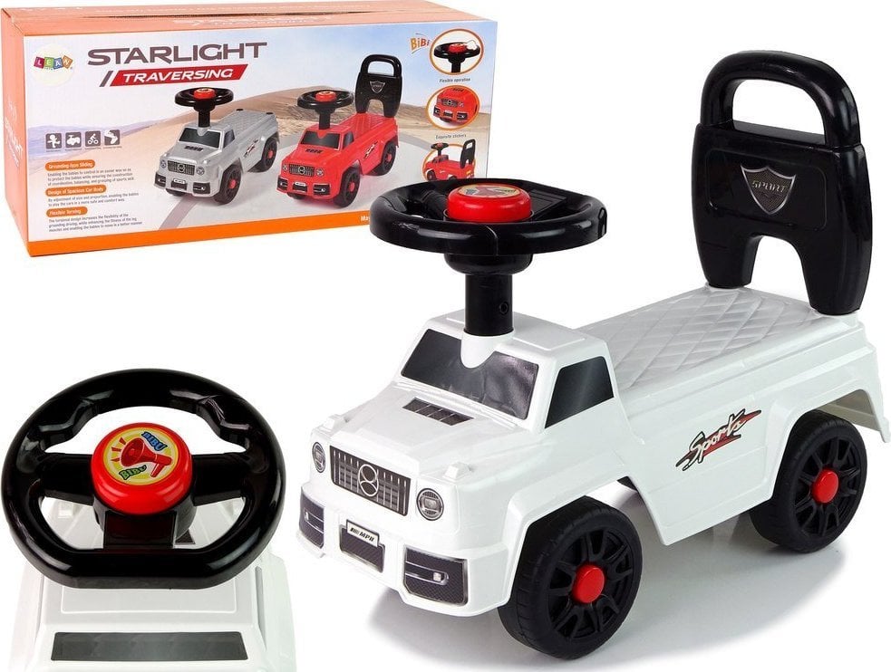 LeanToys Toy Car QX-5500- Spătar cu 2 claxone alb