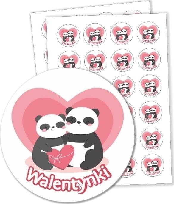 LearnHow Autocolante de Valentine&apos;s Day - Pandas 40mm 24buc