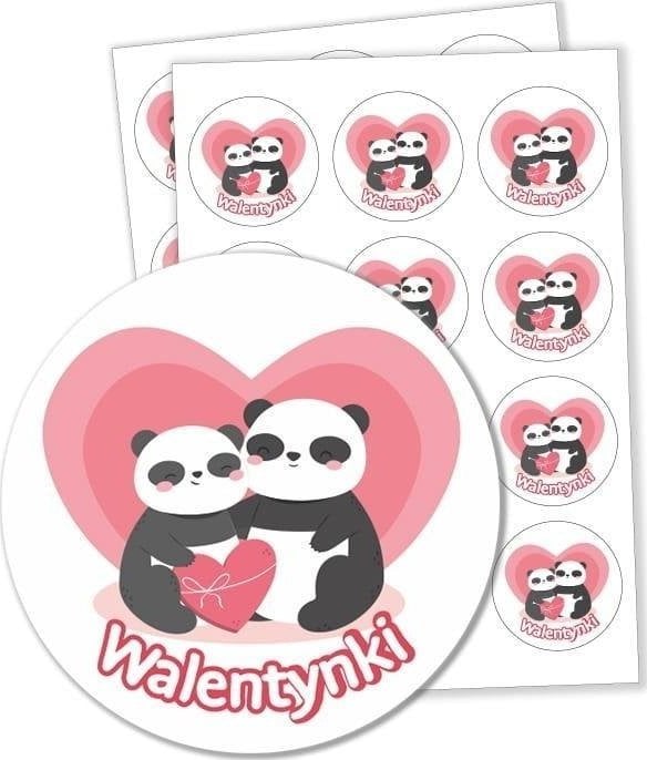 LearnHow Autocolante de Valentine&apos;s Day - Pandas 60mm 24buc