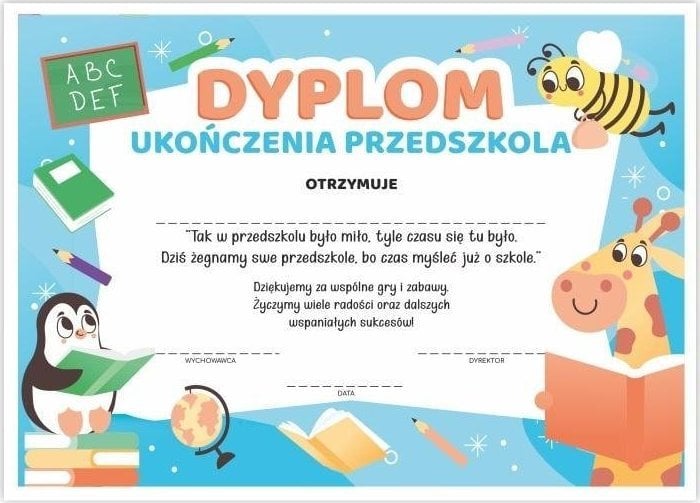 LearnHow Diploma de absolvire a grădiniței A4 - Girafa 10buc